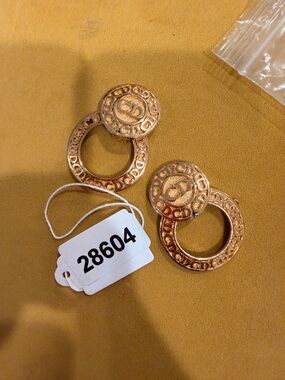 Dior Gold-Tone Decorative Circular Drop Earrings